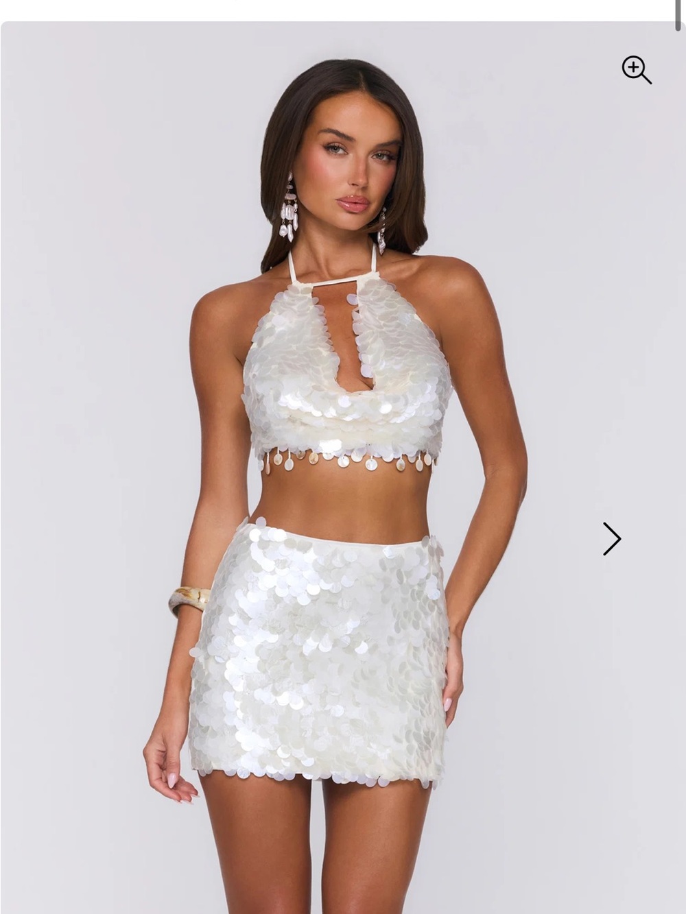 Hello Molly White Sequin Mini Skirt